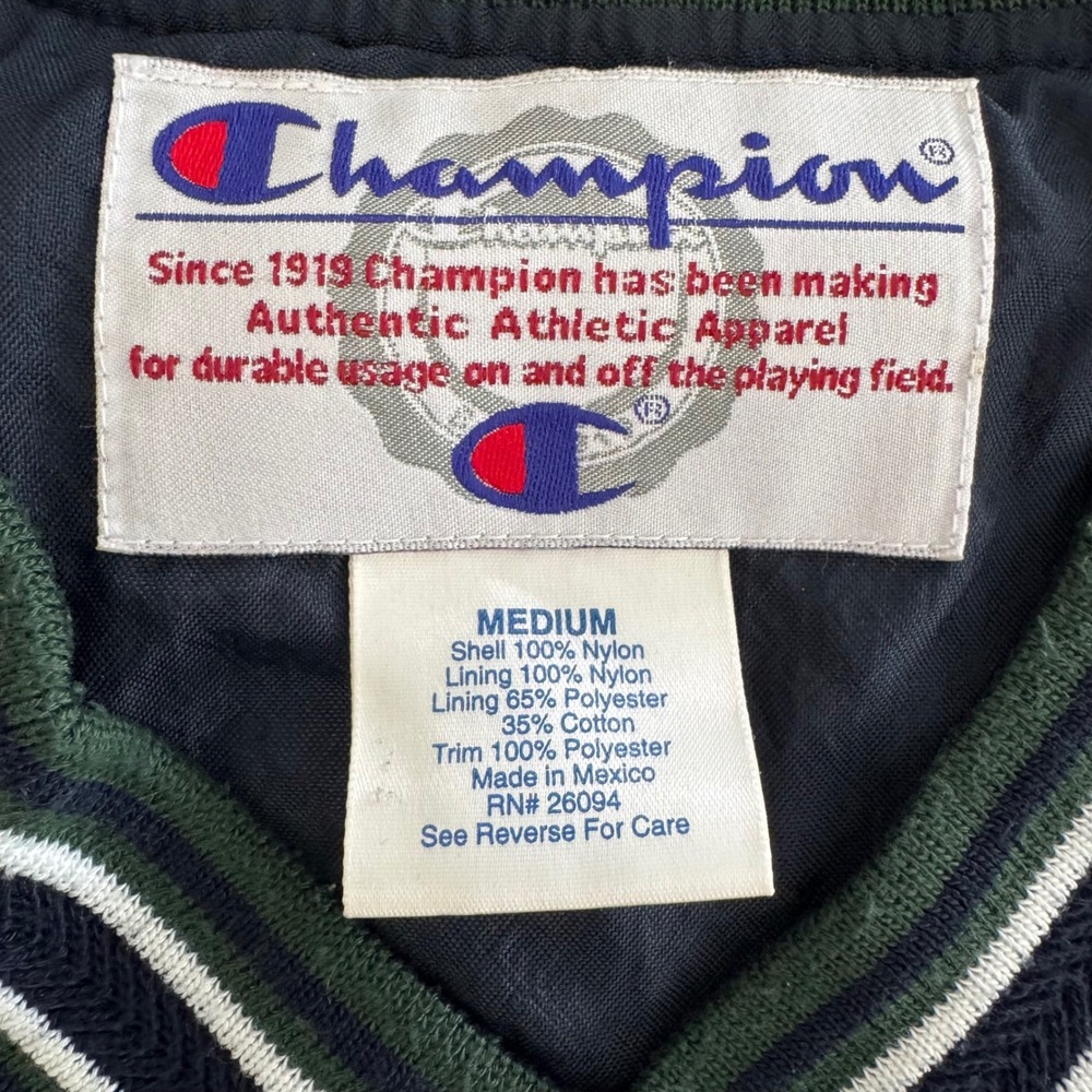 Vintage Champion Medium Navy Blue V-Neck Nylon Men's Pullover Windbreaker - Picture 12 of 13